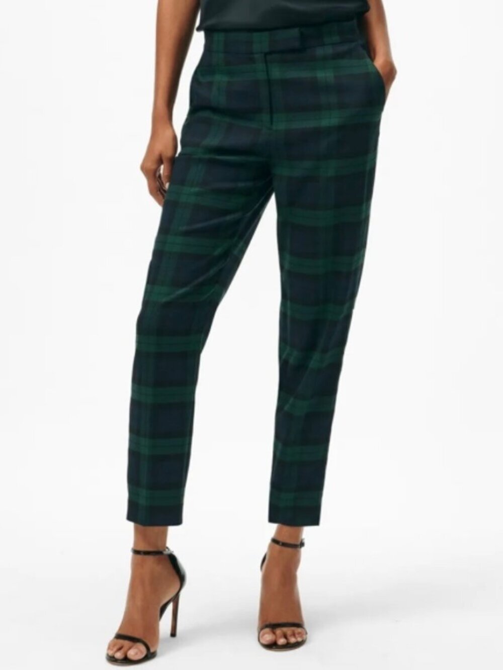 Brooks Brothers 8 Women Plaid Trouser Pants Green Navy Soft Comfort